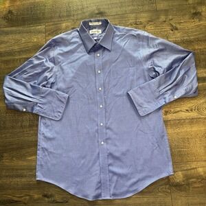 Marshall Field's Mens 2XL Button Up 80s 2 Ply Dress Shirt Blue Cotton French Cuf